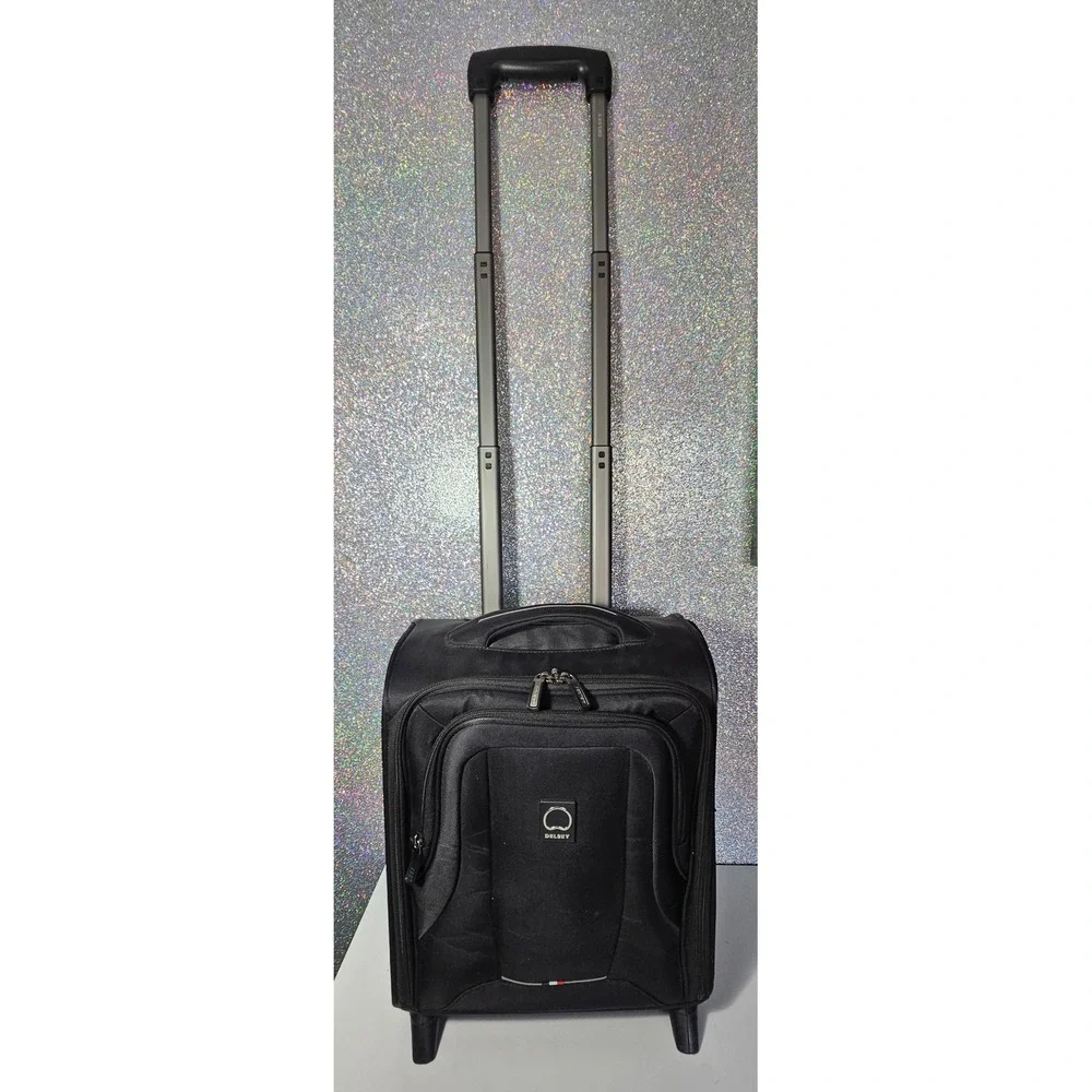 DELSEY Paris Underseat CarryOn Rolling Luggage Bag Black Ballistic Nylon 16x13x9